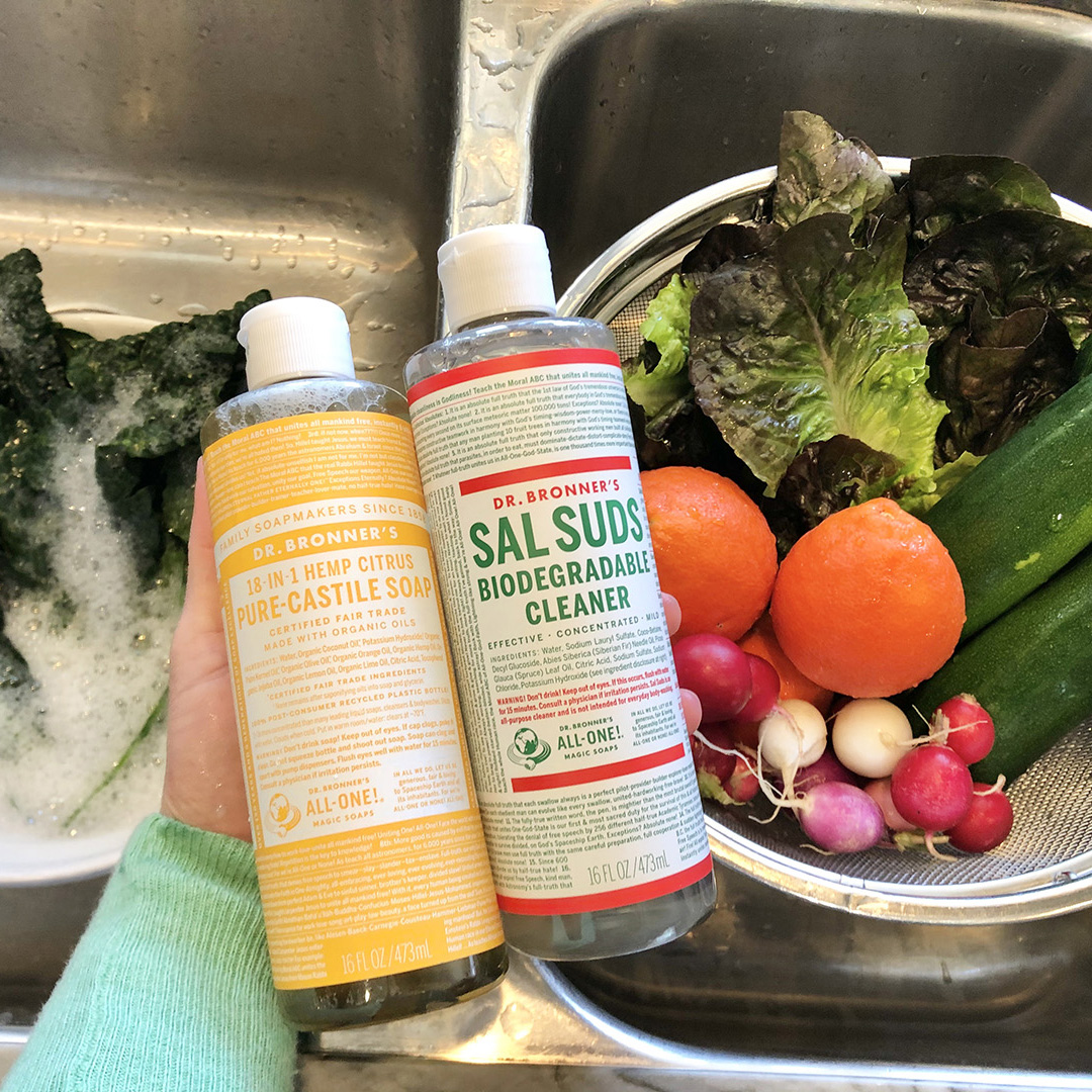 Washing Produce With Dr. Bronner's